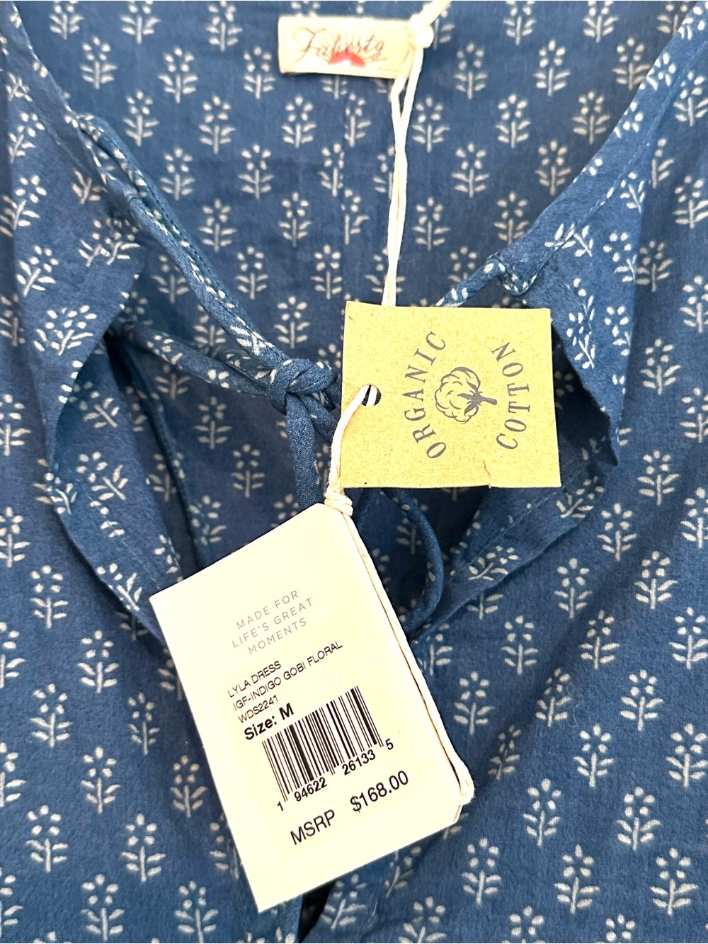 NWT Faherty Lyla Dress Indigo Gobi Blue Floral